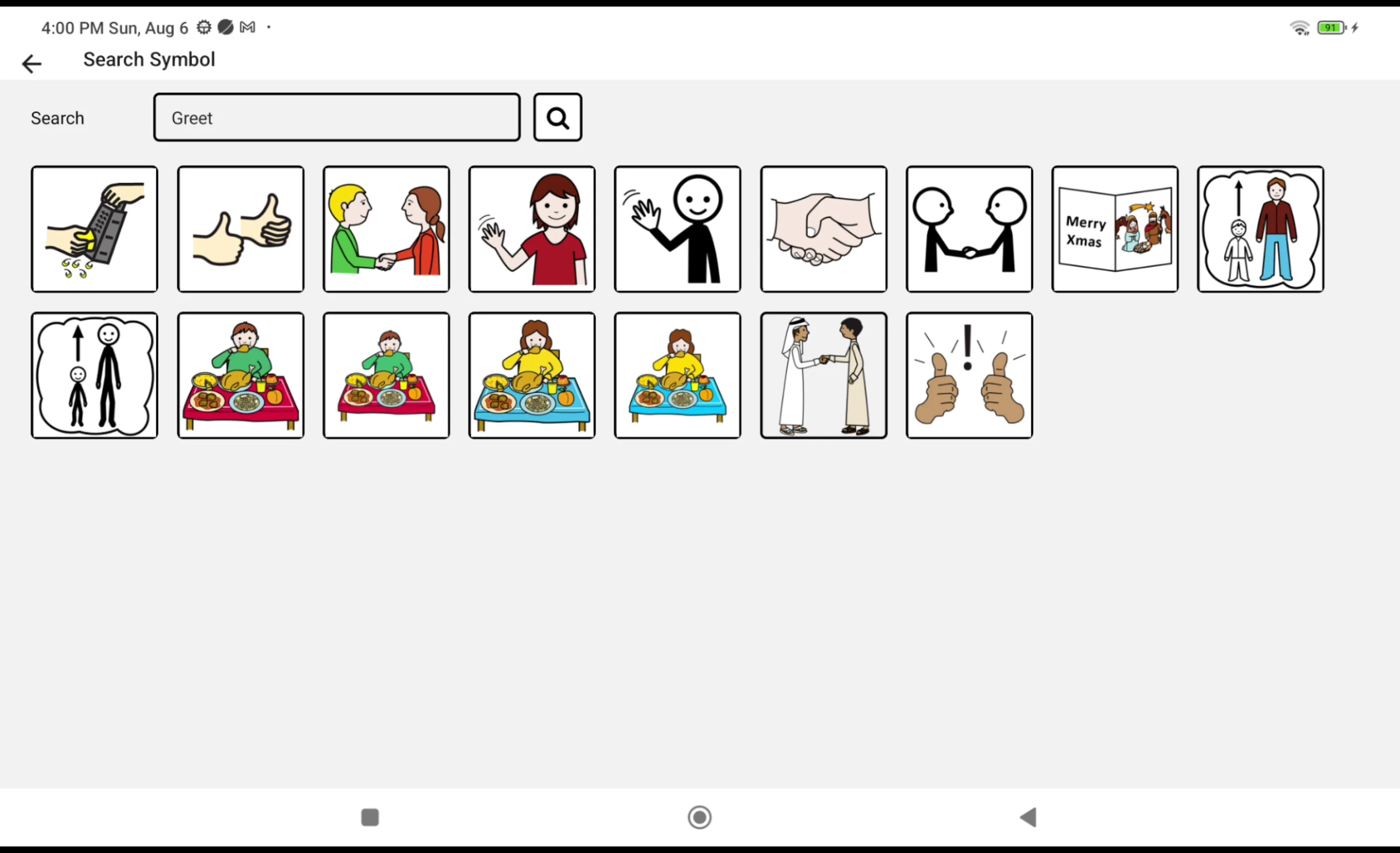 Searching for symbols to use as a word's picture